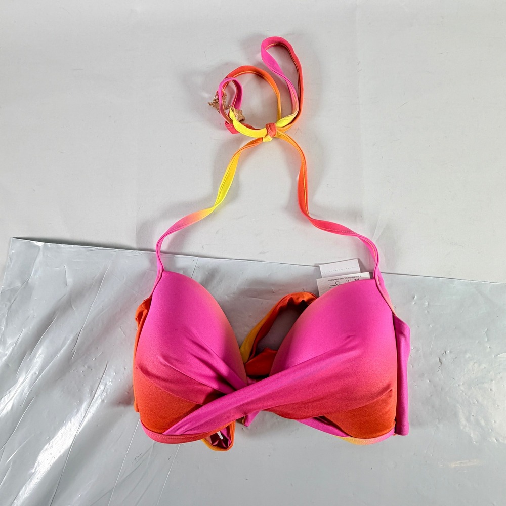 Jessica Simpson Womens Bikini Top Pink Orange Size XS Ombre Halter NWT